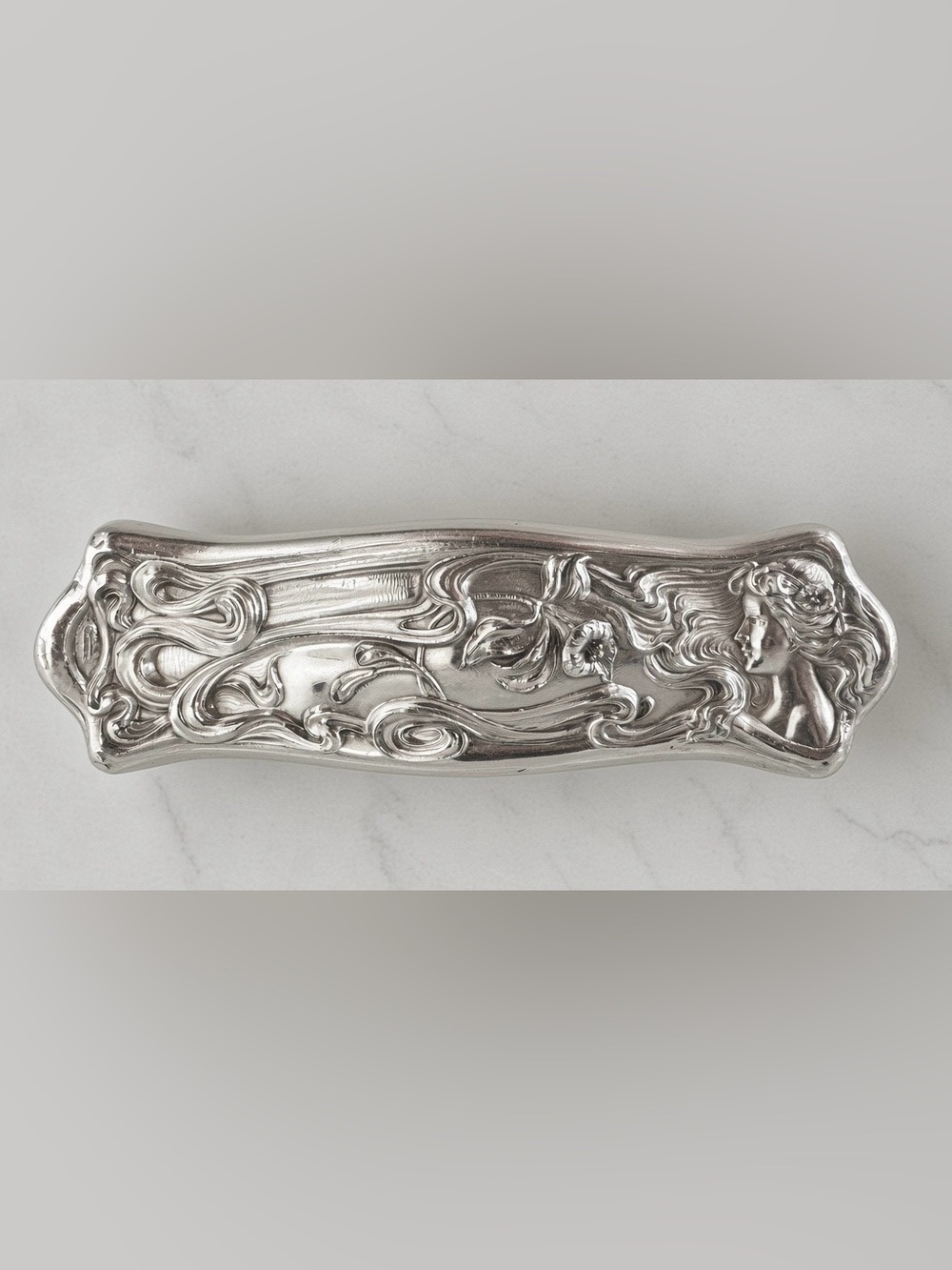 Antique Art Nouveau Derby Silver Co. Maiden & Floral Clothing Brush